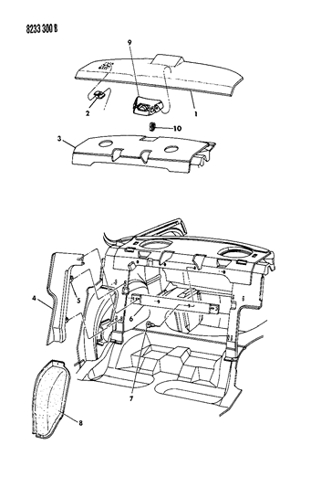 1988 Chrysler LeBaron Shelf Panel And Related Parts Diagram
