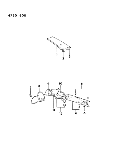 1984 Dodge Colt Panel Quarter Trim Diagram 2