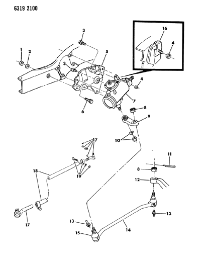 1987 Dodge W150 Gear & Linkage, Steering Diagram 2