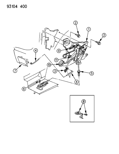 1993 Chrysler LeBaron Sedan Lever - Parking Brake Diagram