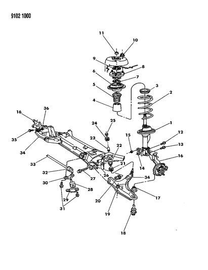 1989 Dodge Grand Caravan Suspension - Front Diagram