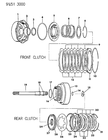 1993 Jeep Grand Cherokee Clutch, Front & Rear With Gear Train Diagram 1