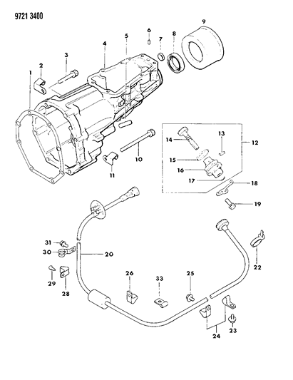 1989 Dodge Ram 50 Extension, Speedometer Cable & Pinion Diagram