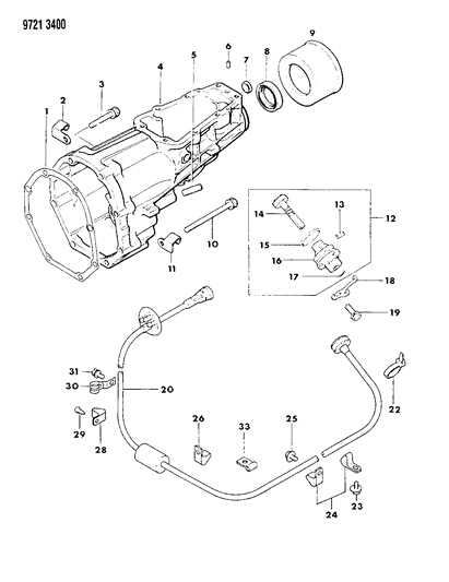 1989 Dodge Raider Extension, Speedometer Cable & Pinion Diagram