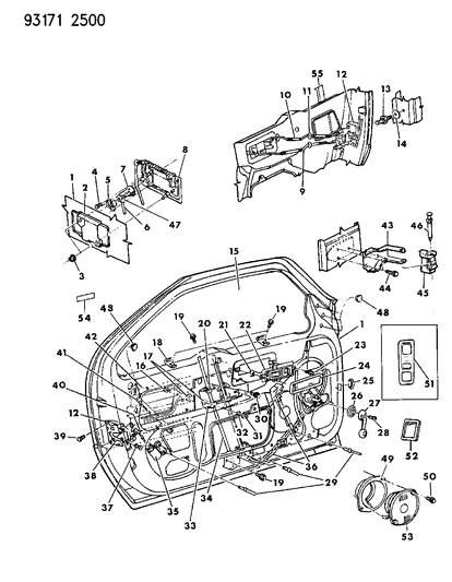 1993 Dodge Daytona Handle-Assembly-Front Door Outside-Lt Diagram for GS13LW7