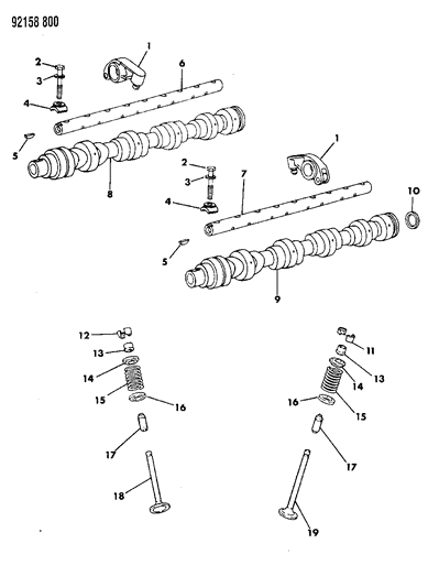 1992 Chrysler LeBaron Sedan Camshaft & Valves Diagram 2