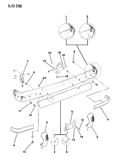 1987 Jeep J10 Bumper, Front Diagram