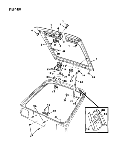 1989 Dodge Omni Liftgate Panel Diagram