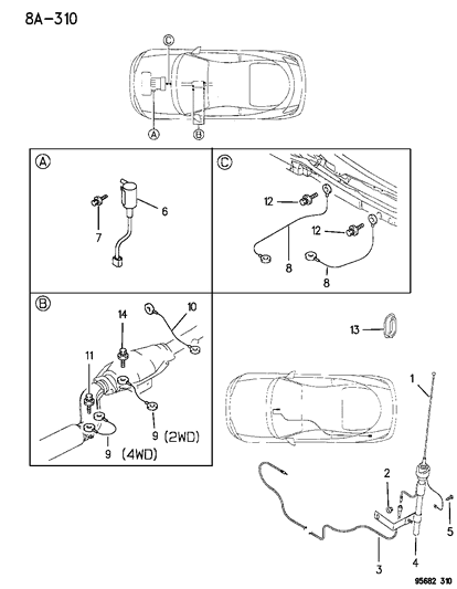 1995 Chrysler Sebring CABLE/OTH-Audio Ground Diagram for MB358621