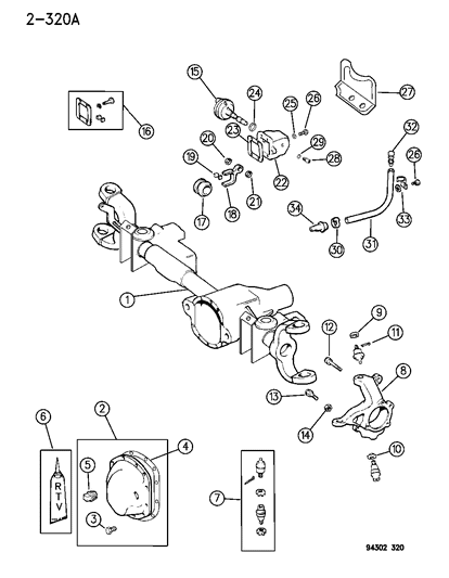 1994 Dodge Ram 1500 Front Axle Housing Diagram