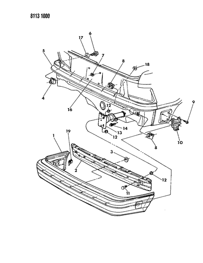 1988 Dodge Shadow Fascia, Bumper Rear Diagram