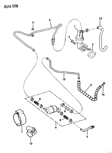 1986 Jeep Wagoneer Tube Fuel Supply Diagram for 53002567