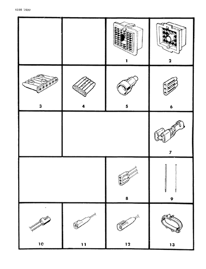 1984 Chrysler Laser Retainers, Connectors, Plugs, Sleeves And Parts Chart Diagram