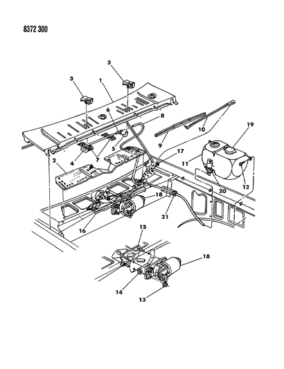 1988 Dodge Dakota Windshield Wiper & Washer System Diagram