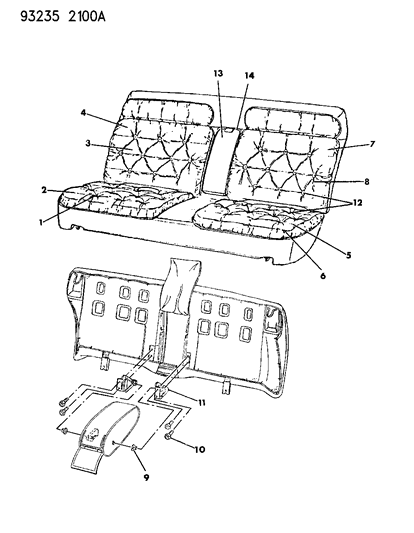 1993 Chrysler LeBaron Sedan Rear Seat Diagram 2