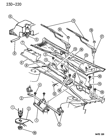 1994 Dodge Spirit Windshield Wiper & Washer System Diagram