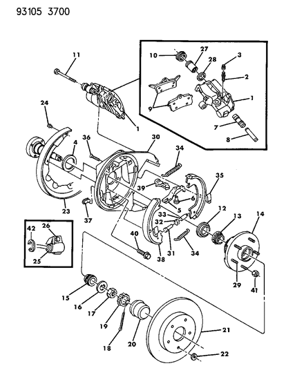 1993 Chrysler New Yorker Brakes, Rear Disc Diagram