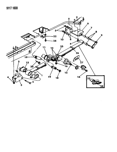 1989 Dodge Caravan Suspension - Rear Diagram