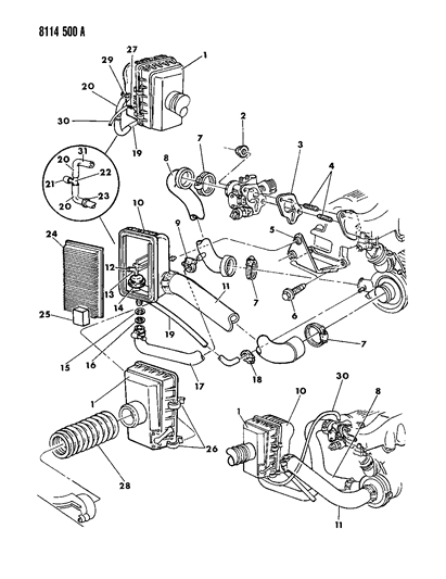 1988 Chrysler LeBaron Base Air Cleaner Diagram 5