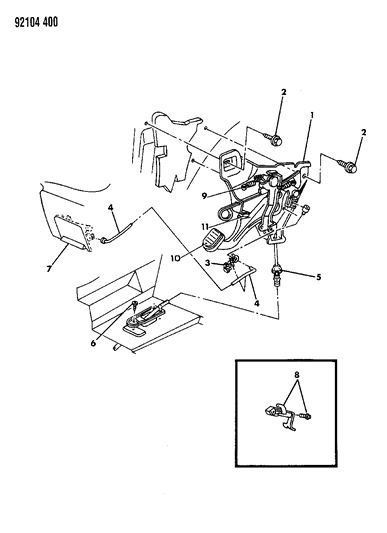 1992 Chrysler LeBaron Lever - Parking Brake Diagram