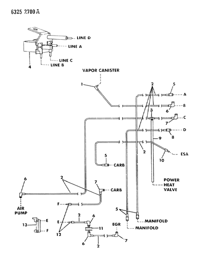 1986 Dodge D150 EGR Hose Harness Diagram 5