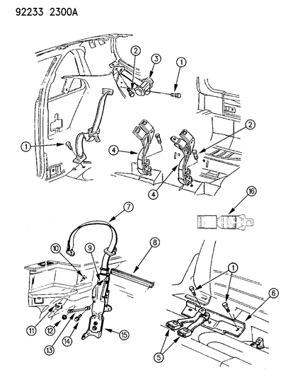 1992 Chrysler LeBaron Belt - Front Seat Diagram 2