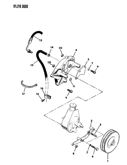 1991 Jeep Grand Wagoneer Pump Mounting - Power Steering Diagram