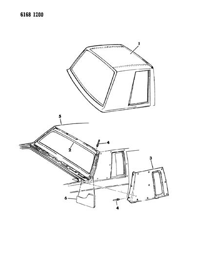 1986 Dodge Aries Cover, Roof - Exterior View Diagram