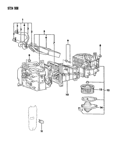 1989 Dodge Colt Heater Unit & Heater Plumbing Diagram