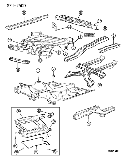 1994 Jeep Grand Cherokee Pans, Floor Diagram