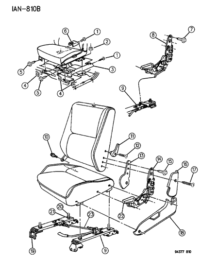 1994 Dodge Dakota Adjuster Manual And Attaching Parts 60/40 And Bucket Seat Diagram