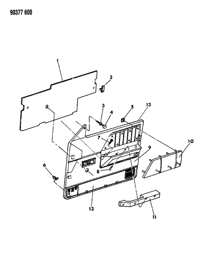 1993 Dodge Dakota Door Trim Panel Diagram