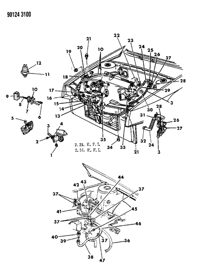 1990 Dodge Shadow Plumbing - Heater Diagram
