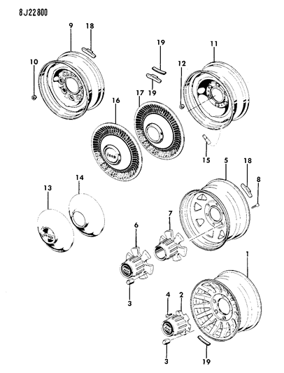 1987 Jeep Grand Wagoneer Disc Hub Cap Diagram for 52003046