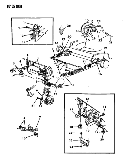1990 Dodge Spirit Lines & Hoses, Brake Diagram