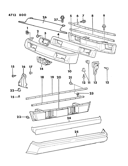 1984 Chrysler Conquest Bumper, Front And Rear Diagram