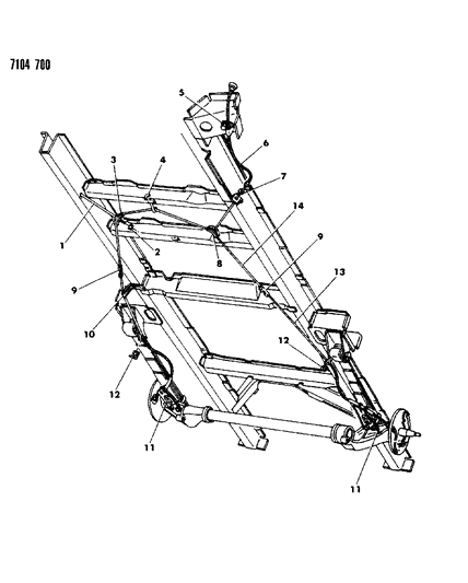 1987 Dodge Grand Caravan Hook Intake Parking Brake CBL Adjust Diagram for 3880487