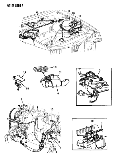 1990 Dodge Daytona Single Board Engine Control Diagram for R4686592