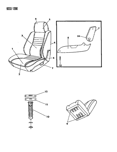 1989 Chrysler LeBaron GTC Front Seat Diagram 2