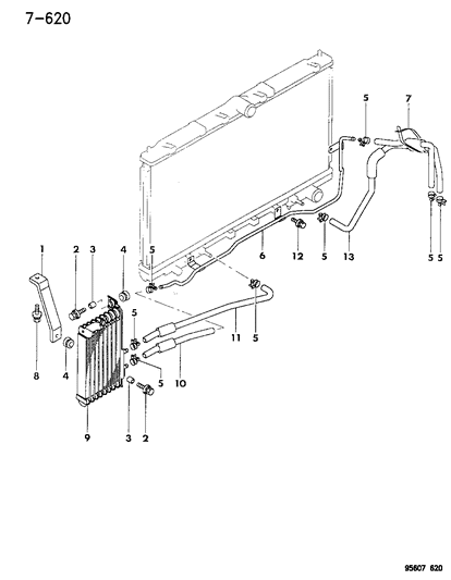 1996 Chrysler Sebring Transmission Oil Cooler & Lines Diagram 1