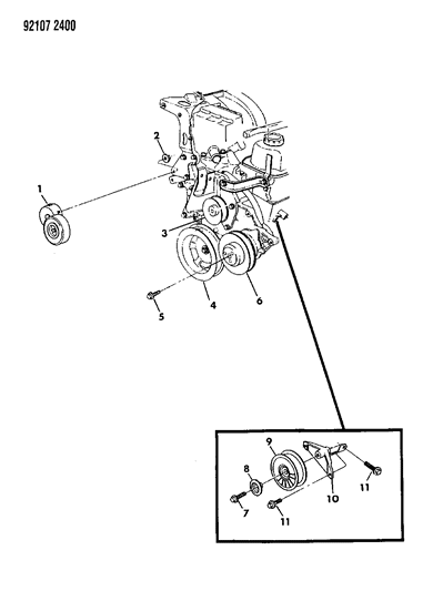 1992 Chrysler Town & Country Drive Pulleys Diagram 3