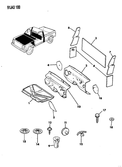1991 Jeep Comanche Insulation Diagram