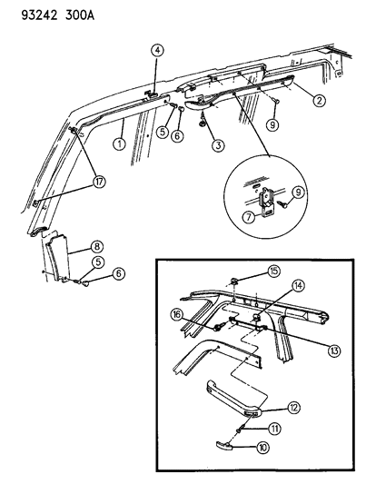 1993 Chrysler Town & Country Moulding - Garnish Diagram