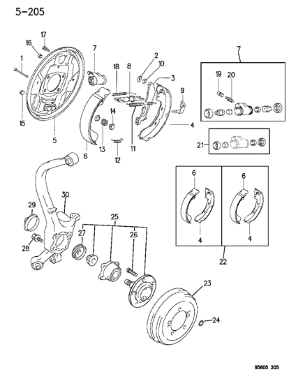 1996 Dodge Avenger Brakes, Rear Drum Diagram