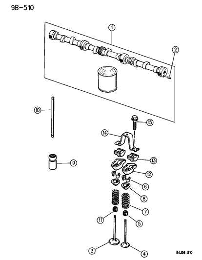 1994 Jeep Wrangler Camshaft & Valves Diagram 2