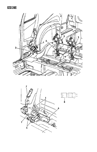 1988 Chrysler LeBaron Belt - Front Seat Diagram 3