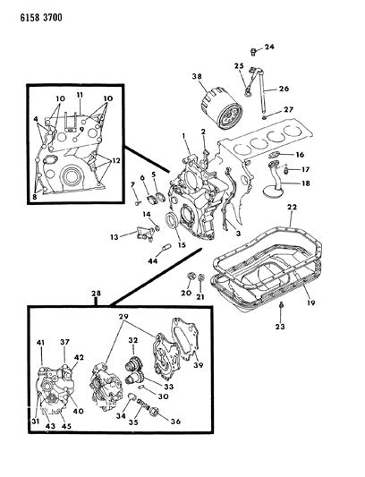 1986 Dodge Charger Oil Pan, Oil Pump & Oil Filter Diagram 2