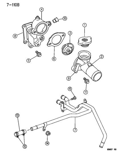1996 Dodge Avenger Thermostat & Related Parts Diagram 2