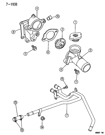 1996 Chrysler Sebring Thermostat & Related Parts Diagram 2