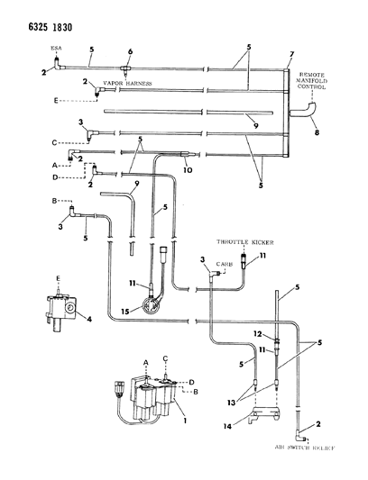 1987 Dodge Dakota EGR Hose Harness Diagram 2